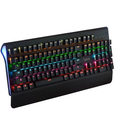 TASTATURA MECANICA SPACER USB, switch-uri mecanice albastre, 50 mil. apasari, 104 taste, anti-ghosting 26 taste, anti-spill, palm rest metalic, black, "SPKB-MK-01"