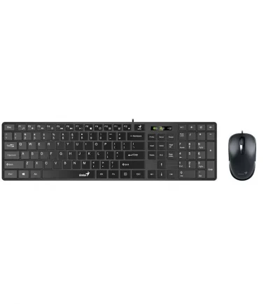 KIT wired GENIUS USB, tastatura 104 taste (concave) + mouse optic 1000dpi, 3 butoane, black, "SlimStar C126" "31330007400"